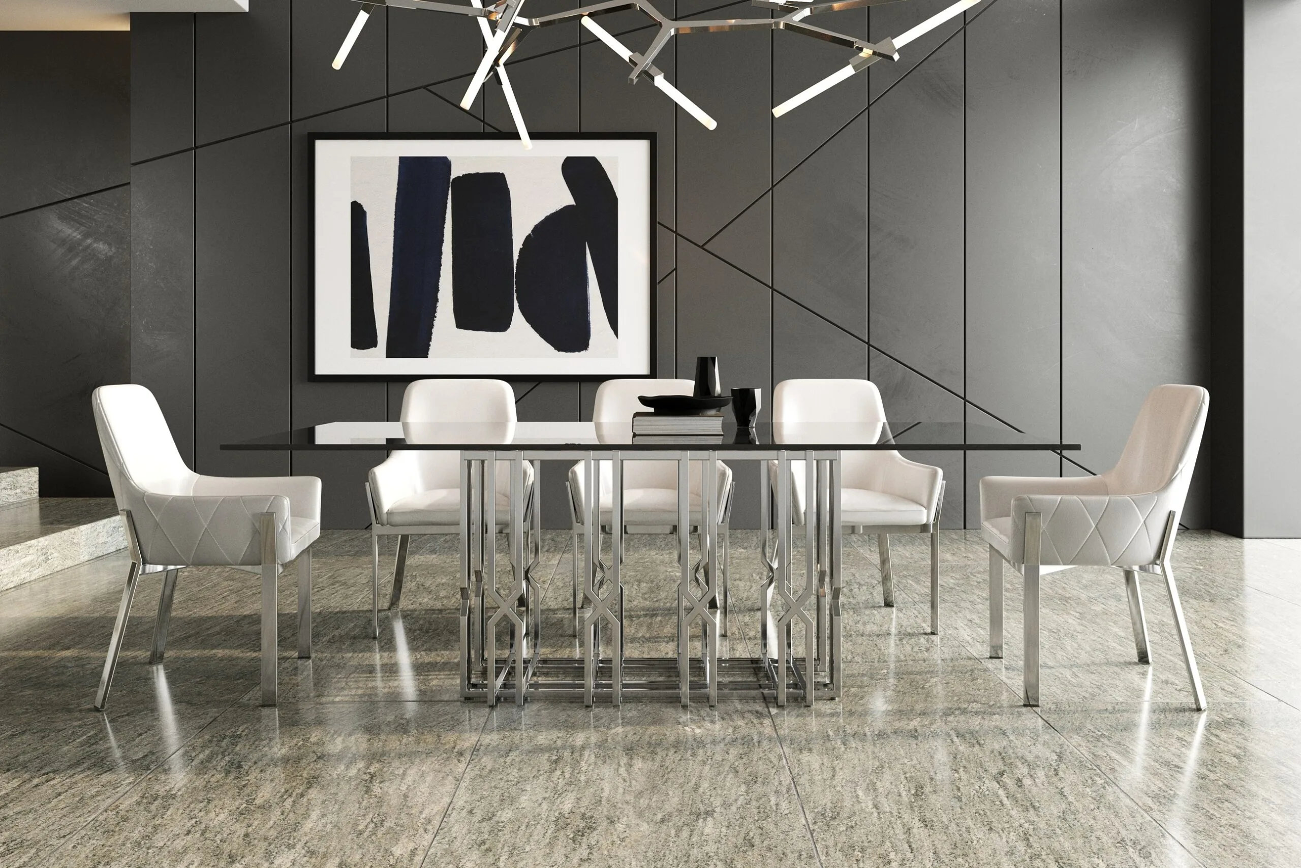 Modrest Ericson - Modern Glass & Stainless Steel Dining Table - Image 5