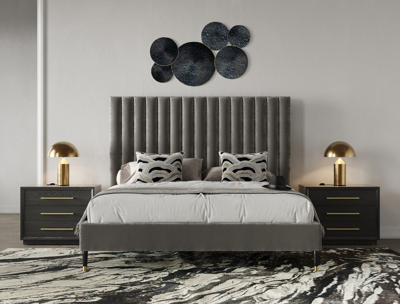 Modrest Hemlock - Modern Grey Velvet Bed 5 Modrest Hemlock - Modern Grey Velvet Bed - Image 5