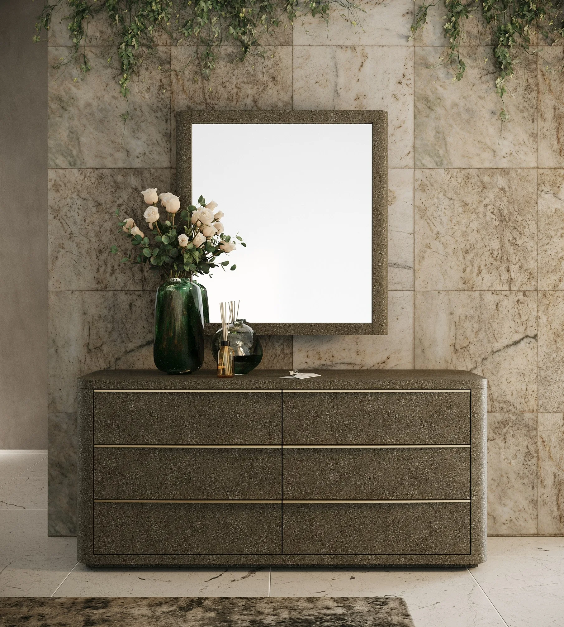 modrest lois beige shagreen dresser 2 - Wood Dresser