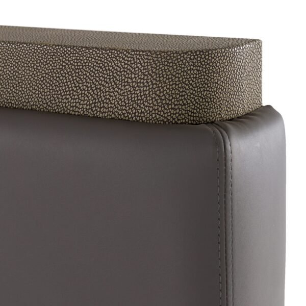 Eastern King Modrest Lois - Modern Grey Leather & Beige Shagreen Bed - Image 4