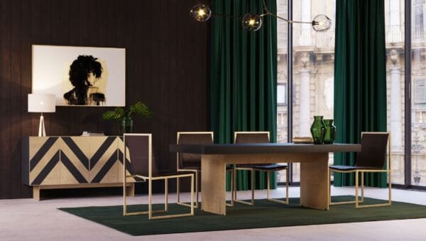 Modrest Perret - Glam Black Ash & Brushed Brass Modern Buffet - Image 5