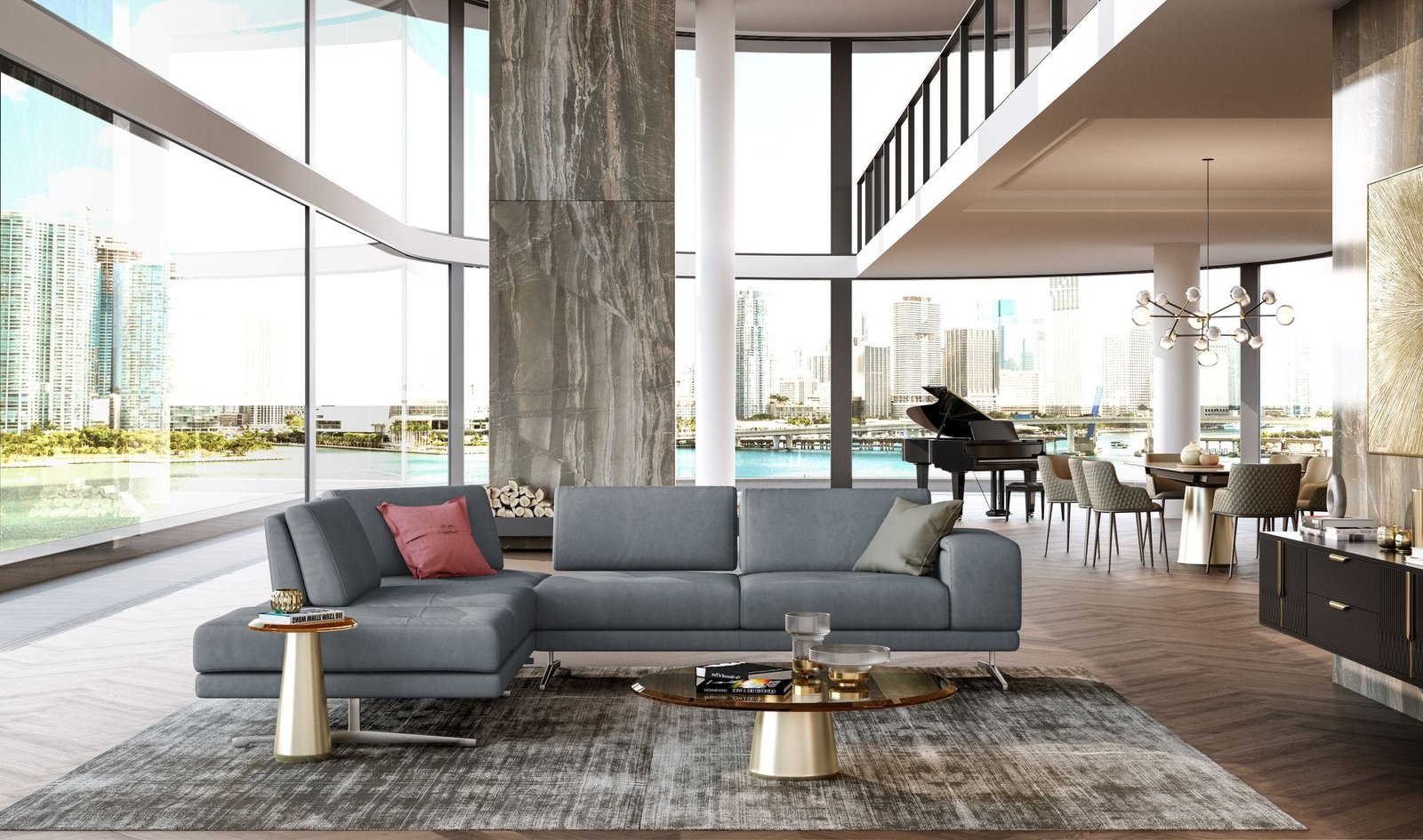 Lamod Italia Mood - Contemporary Blue Leather Left Facing Sectional Sofa 4 Lamod Italia Mood - Contemporary Blue Leather Left Facing Sectional Sofa - Image 4