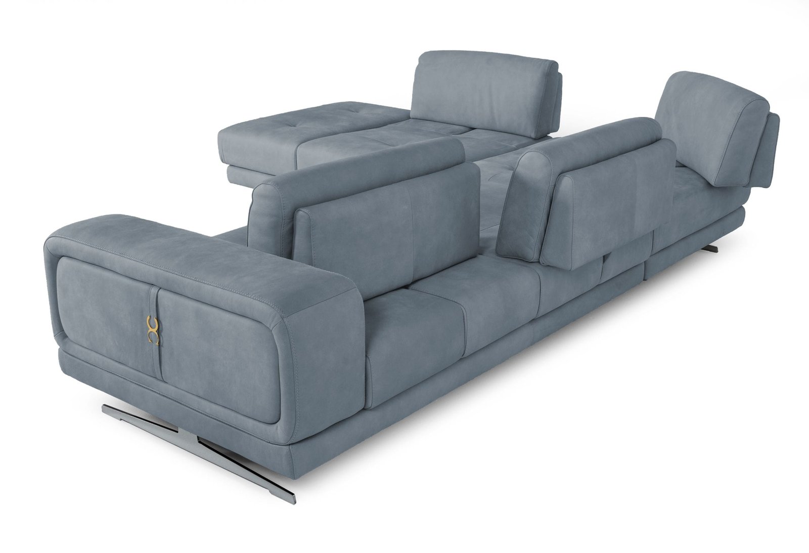Lamod Italia Mood - Contemporary Blue Leather Left Facing Sectional Sofa 3 Lamod Italia Mood - Contemporary Blue Leather Left Facing Sectional Sofa - Image 3