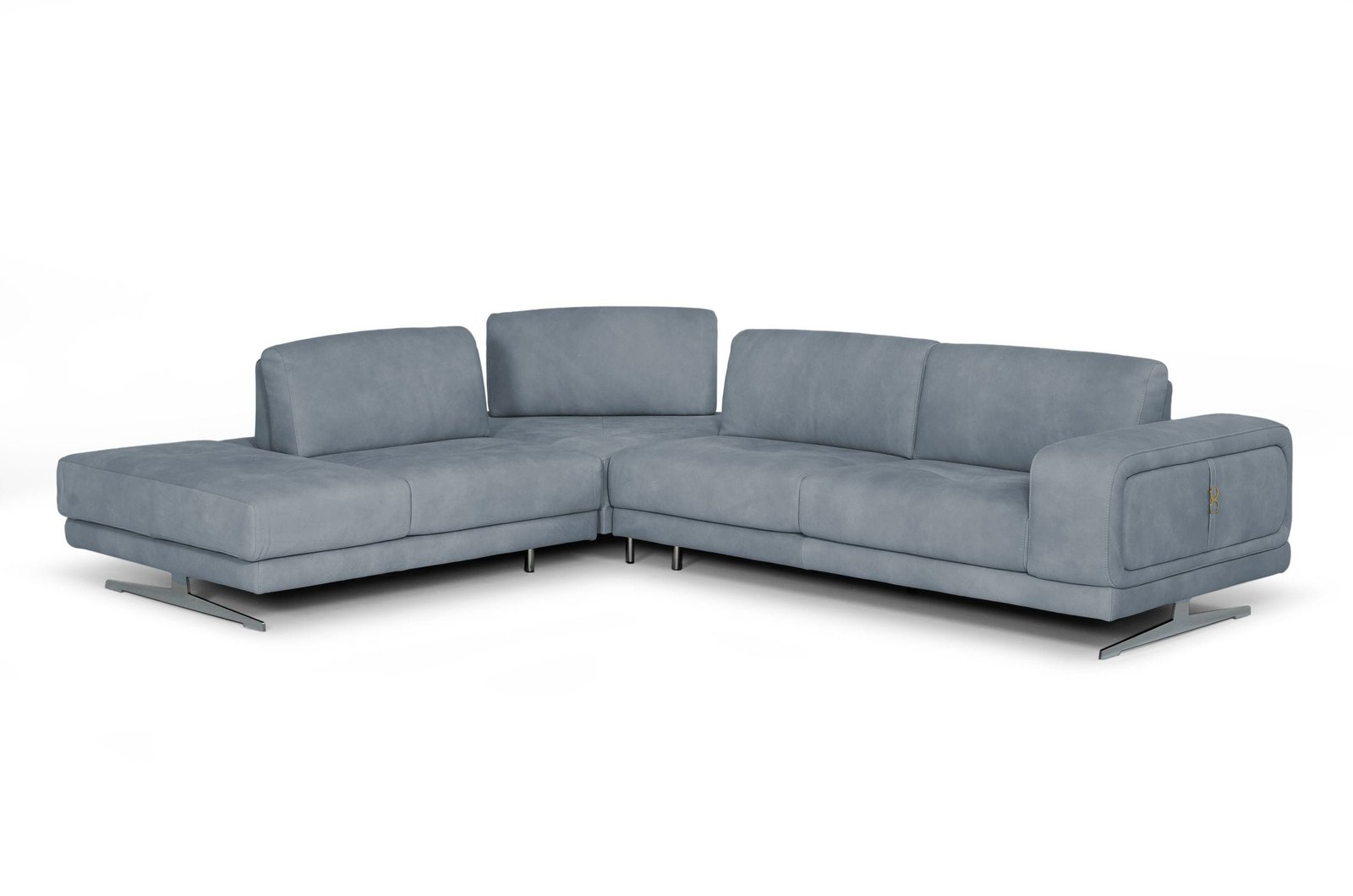 Lamod Italia Mood - Contemporary Blue Leather Left Facing Sectional Sofa 1 Lamod Italia Mood - Contemporary Blue Leather Left Facing Sectional Sofa