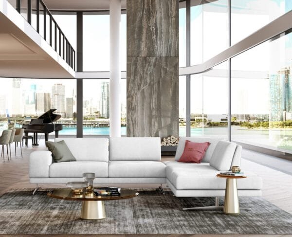 Lamod Italia Mood - Italian White Leather Right Facing Sectional Sofa