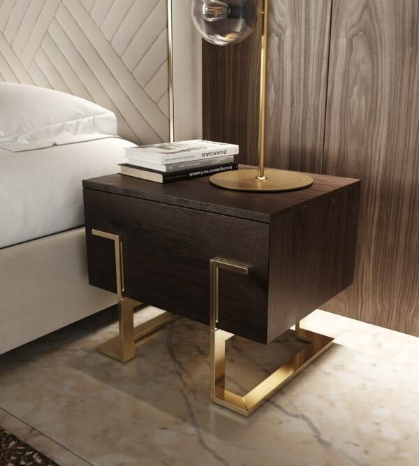 Modrest Moontide Modern Smoked Ash & Gold Nightstand - Image 4