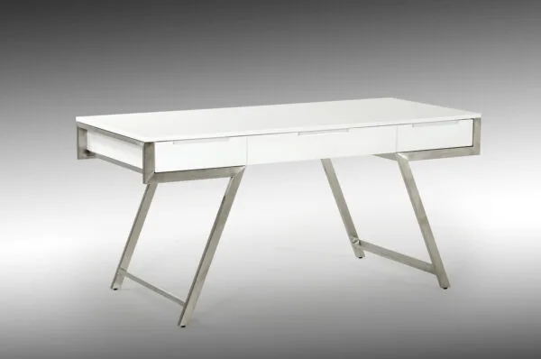 Modrest Dessart Modern White Gloss Office Desk - Image 2