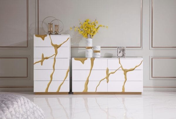 Modrest Aspen Modern White & Gold Chest - Image 3