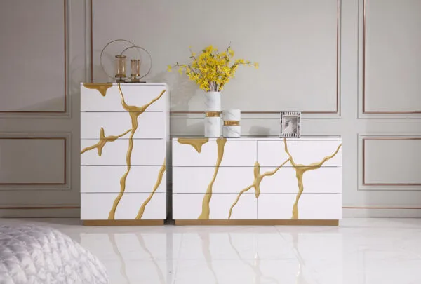 Modrest Aspen Modern White & Gold Chest - Image 3
