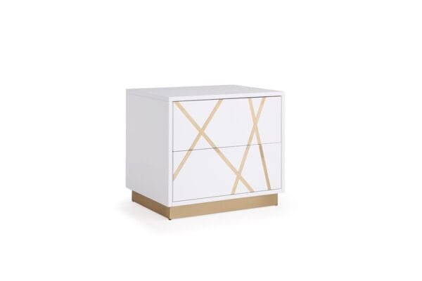 Modrest Nixa Modern White & Gold Nightstand - Image 2