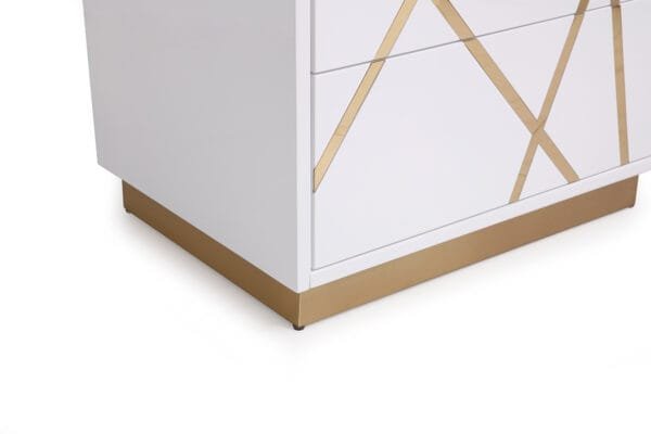 Modrest Nixa Modern White & Gold Nightstand - Image 4