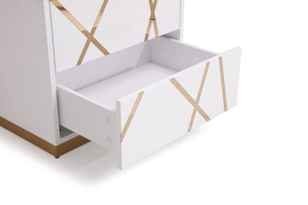 Modrest Nixa Modern White & Gold Nightstand - Image 3