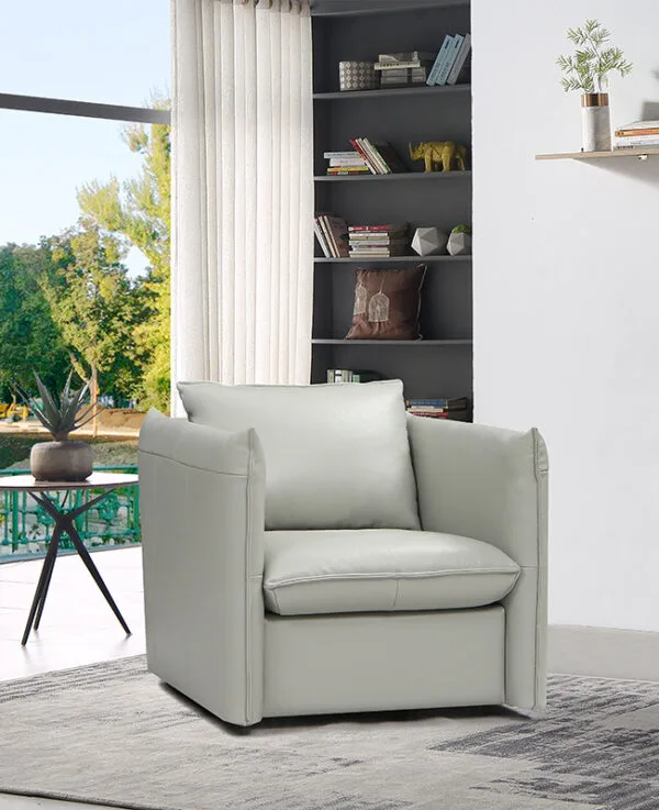 Divani Casa Tamworth Modern Grey Leather Swivel Chair - Image 5