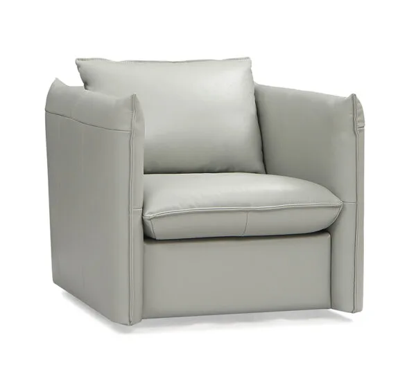Divani Casa Tamworth Modern Grey Leather Swivel Chair - Image 2