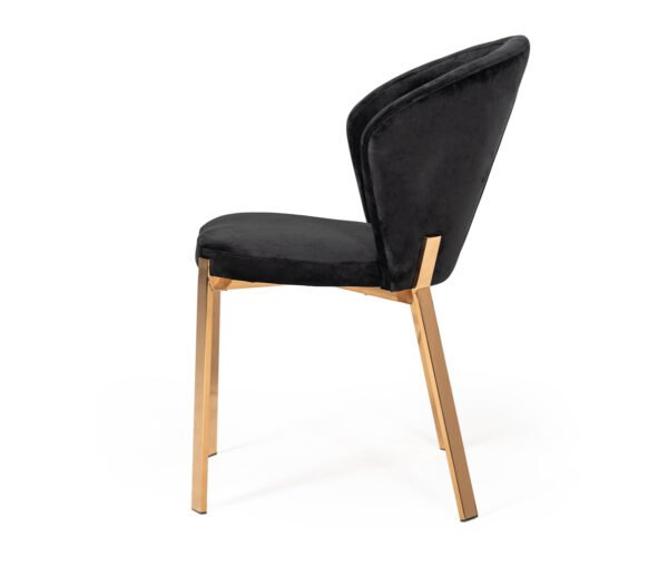 Modrest Nadia Modern Black Velvet & Rosegold Dining Chair (Set of 2) - Image 4