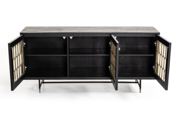 Modrest Natalie Modern Black Acacia & Antique Brass Buffet