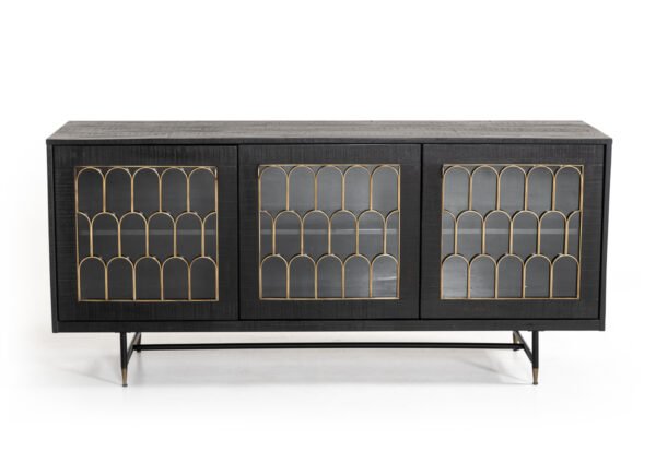 Modrest Natalie Modern Black Acacia & Antique Brass Buffet - Image 2