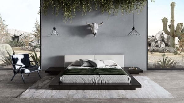 Modrest Tokyo - Eastern King Contemporary Black and White Platform Bed - Image 2