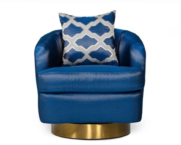 Modrest Niagra - Glam Blue and Gold Fabric Accent Chair - Image 4