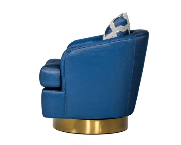 Modrest Niagra - Glam Blue and Gold Fabric Accent Chair - Image 3