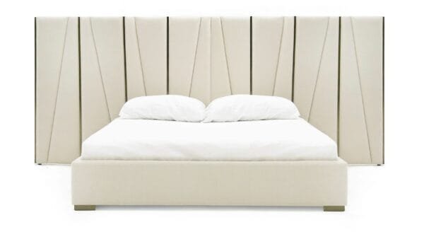 Modrest Nixa - Modern Beige Velvet + Brushed Bronze Bed - Image 2