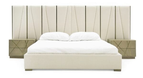Modrest Nixa - Modern Beige Velvet + Brushed Bronze Bed - Image 4