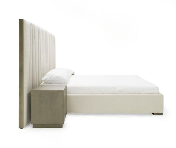 Modrest Nixa - Modern Beige Velvet + Brushed Bronze Bed - Image 5