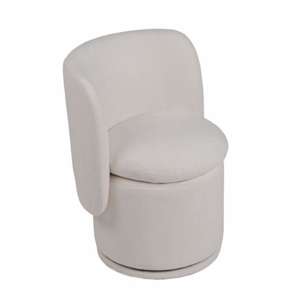 Divani Casa Norris - Modern Ivory Fabric Swivel Dining Chair - Image 2