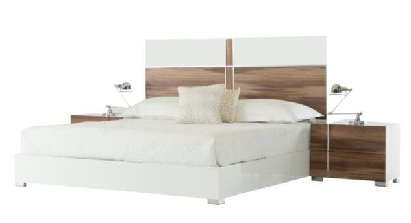 Nova Domus Giovanna Italian Mid-Century White and Cherry Q Bed - Image 3