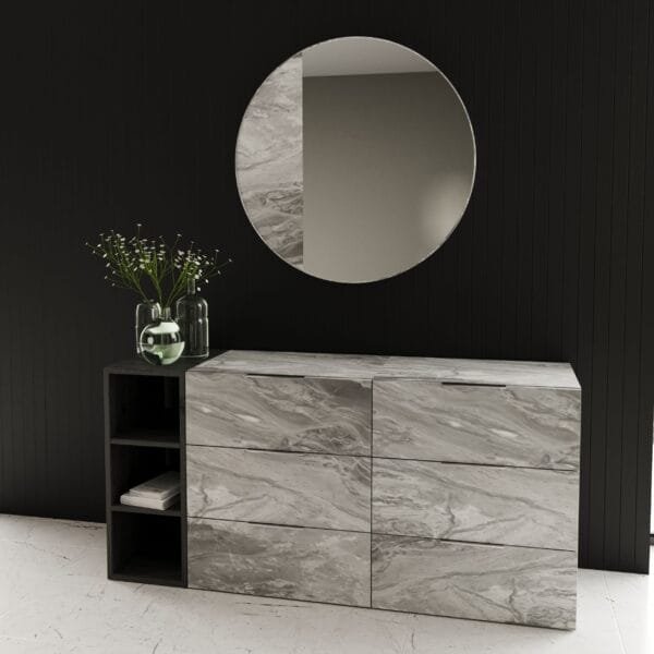 Nova Domus Maranello - Modern Grey Faux Marble Mirror