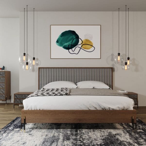 Nova Domus Metcalf - Queen Mid-Century Walnut & Grey Bed - Image 3