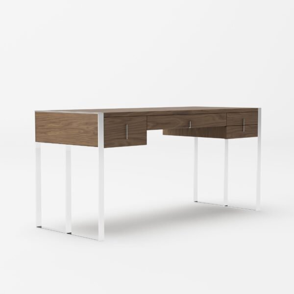 Modrest Orcutt - Modern Walnut & Stainless Steel Desk