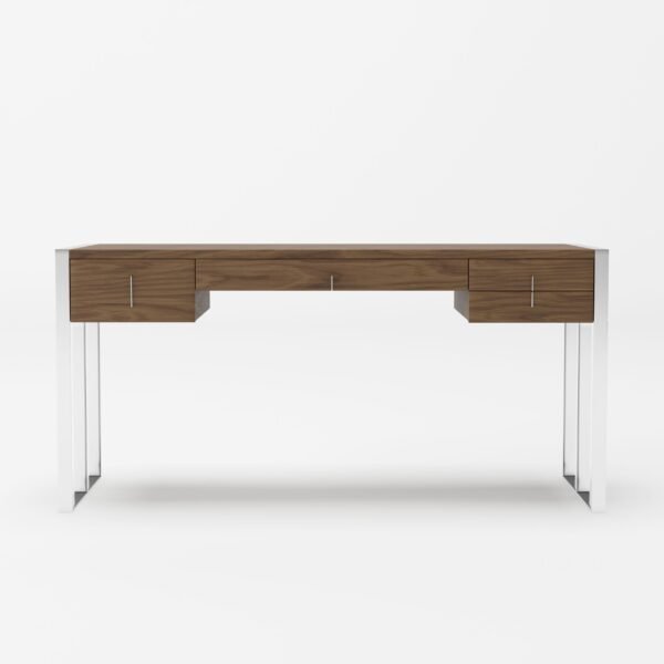 Modrest Orcutt - Modern Walnut & Stainless Steel Desk - Image 2