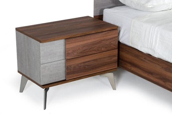 Nova Domus Palermo - Modern Italian Faux Concrete & Walnut Nightstand - Image 2