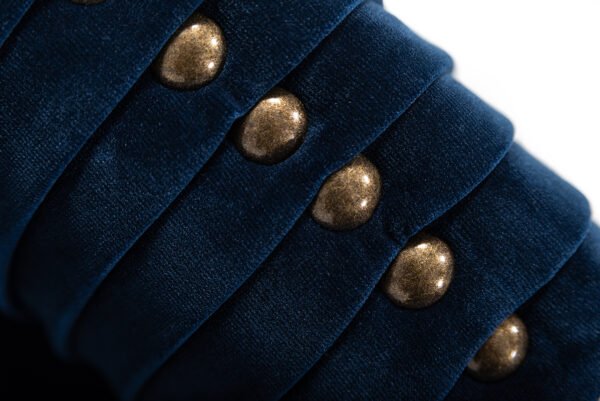 Divani Casa Palomar Modern Blue Velvet & Brass Sofa - Image 3