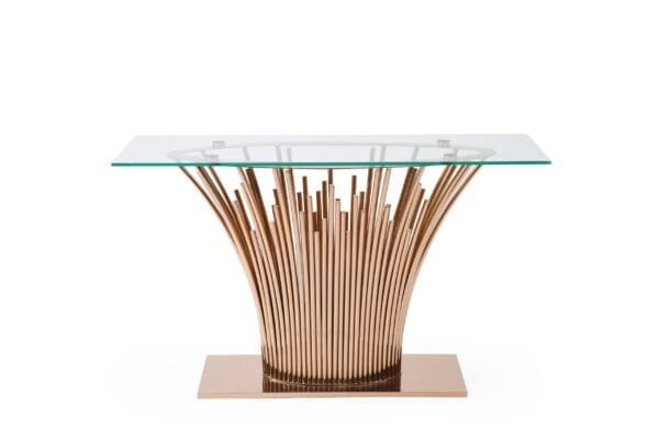 Modrest Paxton - Modern Glass + Rosegold Console Table - Image 2
