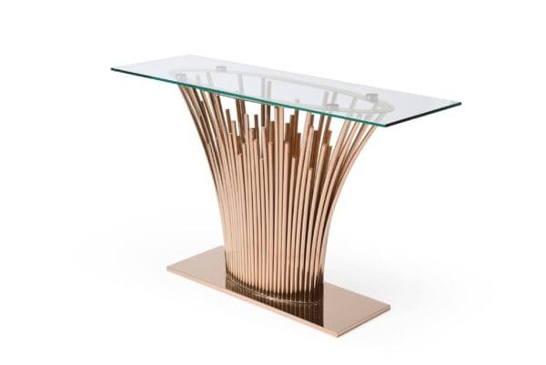 Modrest Paxton - Modern Glass + Rosegold Console Table - Image 3