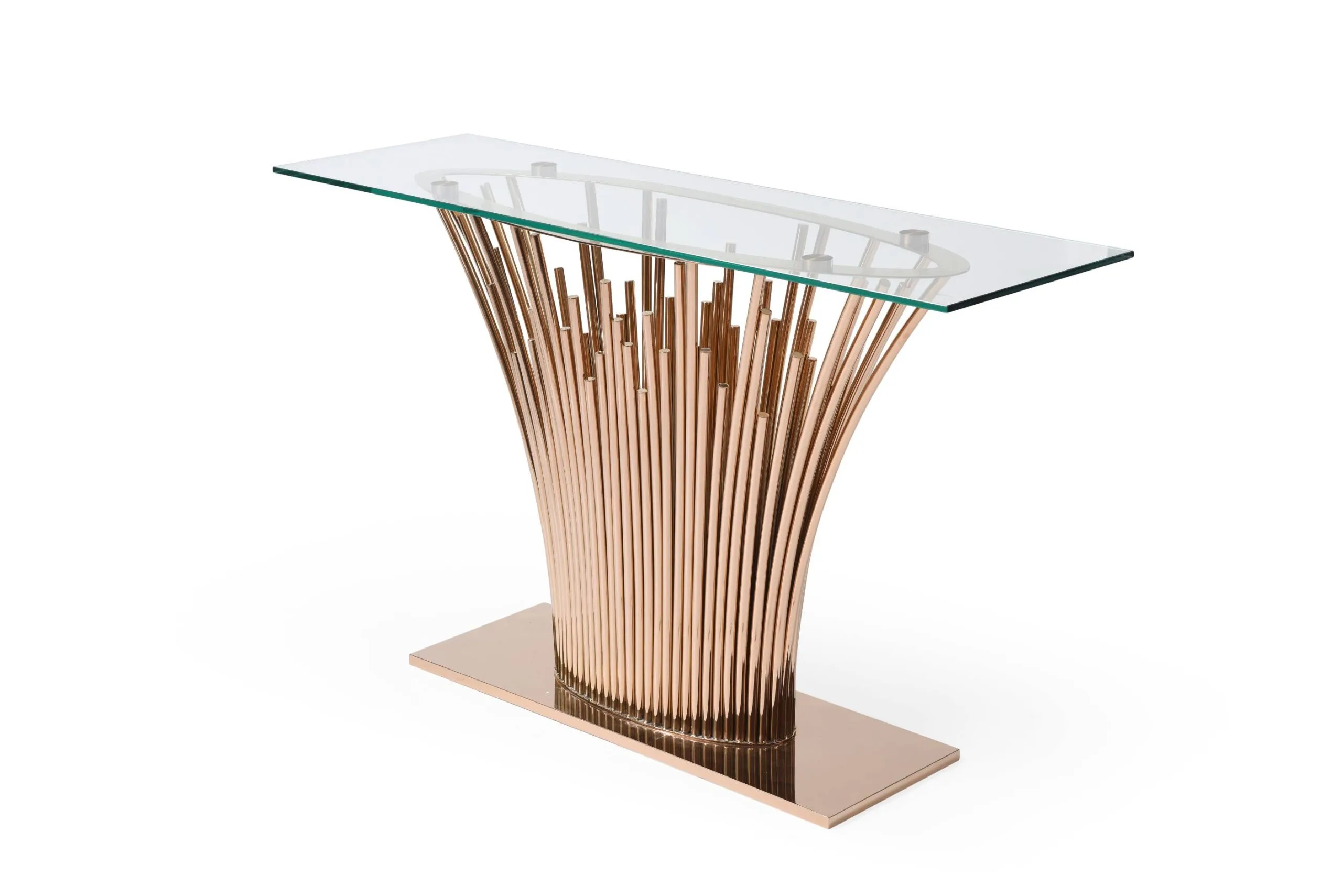Modrest Paxton - Modern Glass + Rosegold Console Table 3 Modrest Paxton - Modern Glass + Rosegold Console Table - Image 3