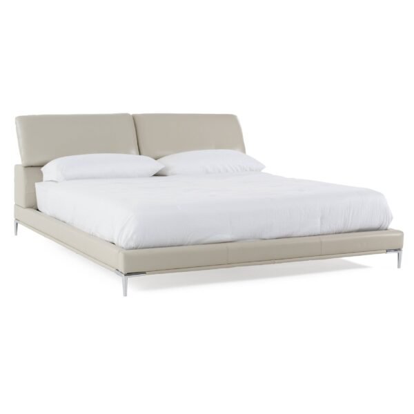 Modrest Pearson - Modern Light Grey Leather Bed - Image 2