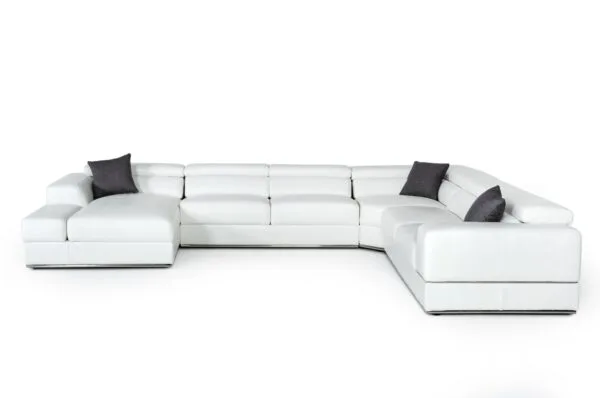 Divani Casa Pella - Modern White Italian Leather U Shaped Sectional Sofa - Image 2
