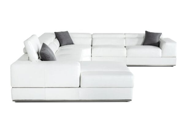 Divani Casa Pella - Modern White Italian Leather U Shaped Sectional Sofa - Image 3