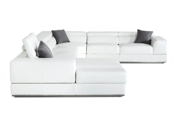 Divani Casa Pella - Modern White Italian Leather U Shaped Sectional Sofa - Image 3