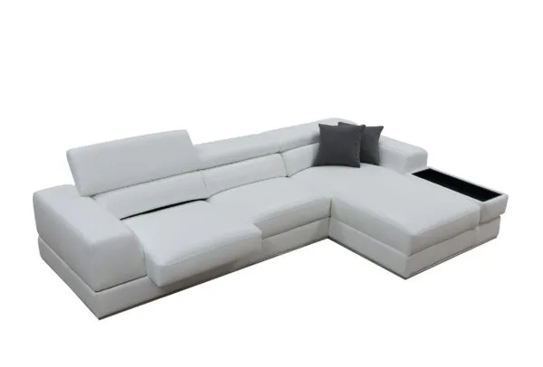 Divani Casa Pella Mini - Modern White Leather Right Facing Sectional Sofa - Image 3