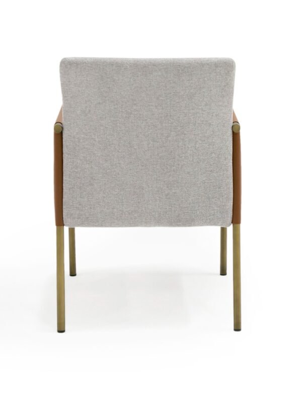 Modrest Pettit - Modern Light Grey/ Camel and Brass Arm Dining Chair - Image 3