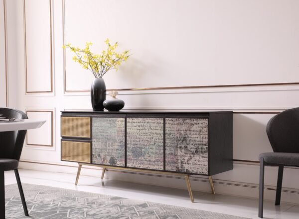 Modrest Phelan - Modern Smoked Ash & Brass Buffet