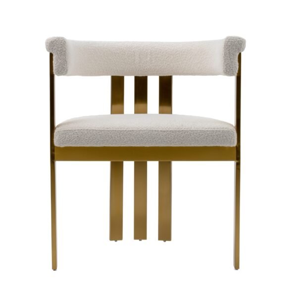 Modrest Pontiac - Modern Beige Sherpa + Gold Dining Chair