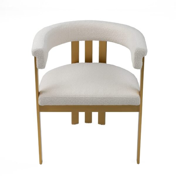 Modrest Pontiac - Modern Beige Sherpa + Gold Dining Chair - Image 2