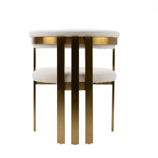 Modrest Pontiac - Modern Beige Sherpa + Gold Dining Chair - Image 4