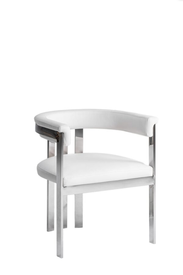 Modrest Pontiac - Modern White Vegan Leather + Stainless Steel Dining Chair