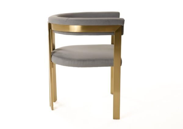 Modrest Pontiac - Modern Grey Velvet + Champagne Gold Dining Chair - Image 3